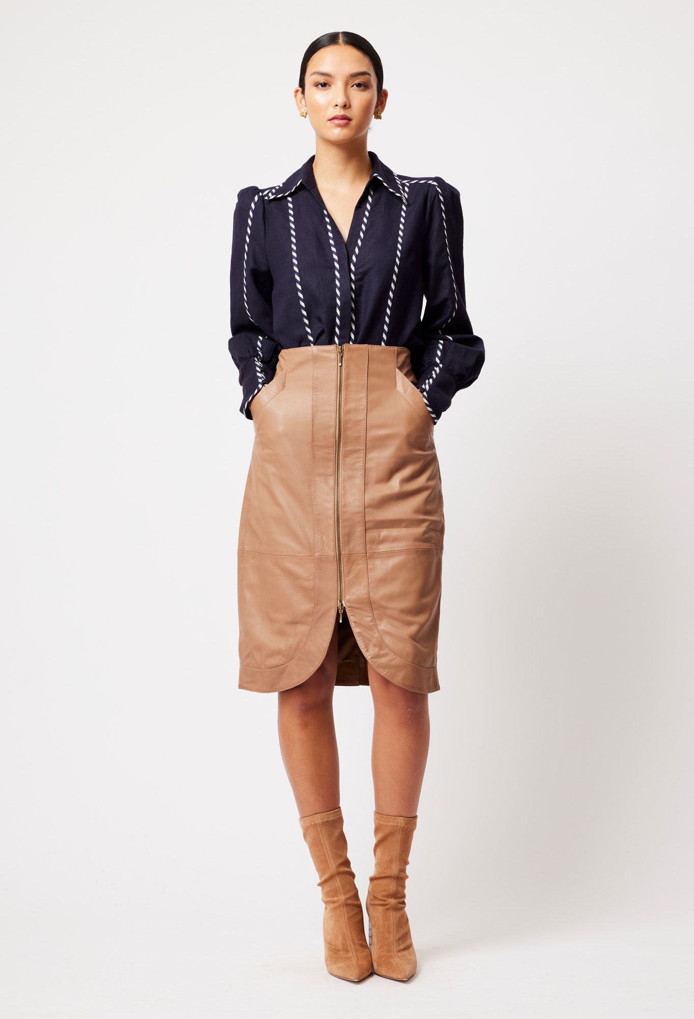 ONCE WAS - Stella Leather Skirt
